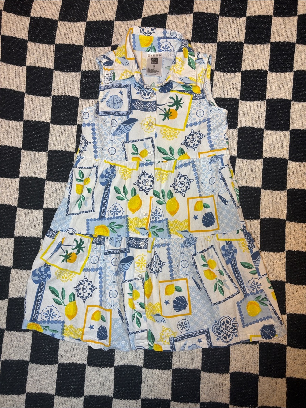 🍋 Sleeveless Button Down Shirtdress Beachy Tiered